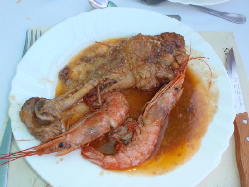 Pollo campero con gambas Pollo campero con gambas