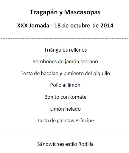 Menú de la XXX