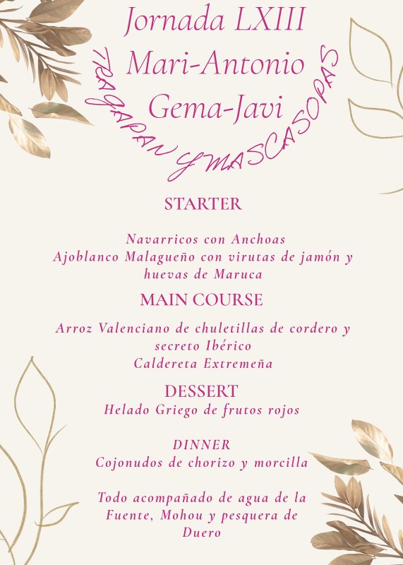Menú de la 63 Menú de la 63